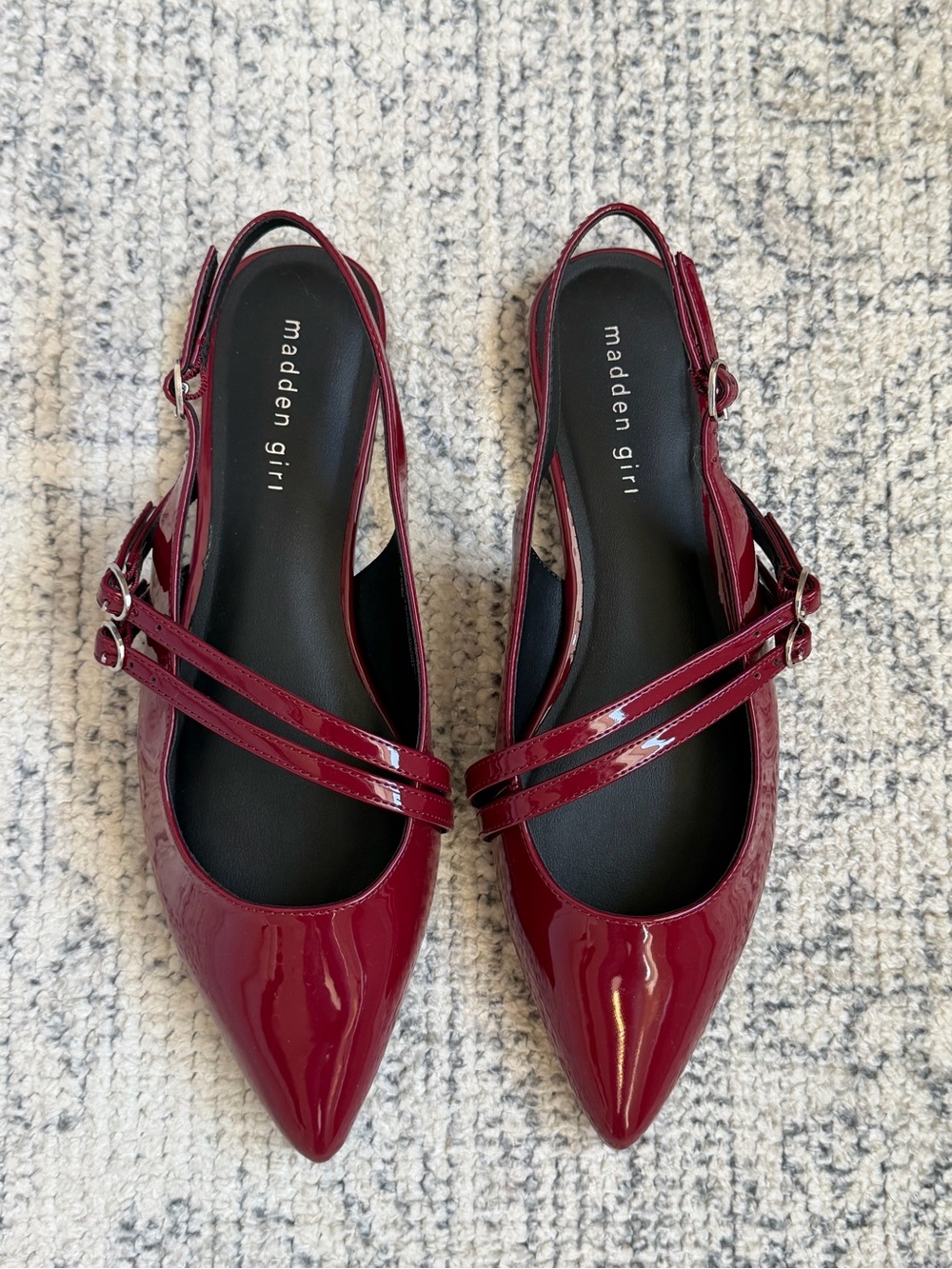 Madden Girl • Women's Burgundy Patent Slingback Flats • NWOT